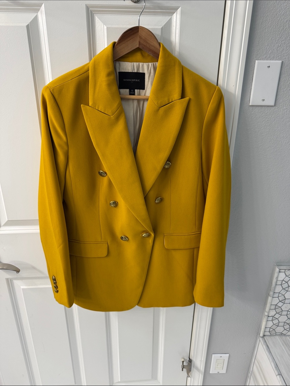 Banana Republic Double-Breasted Yellow-Mustard Blazer